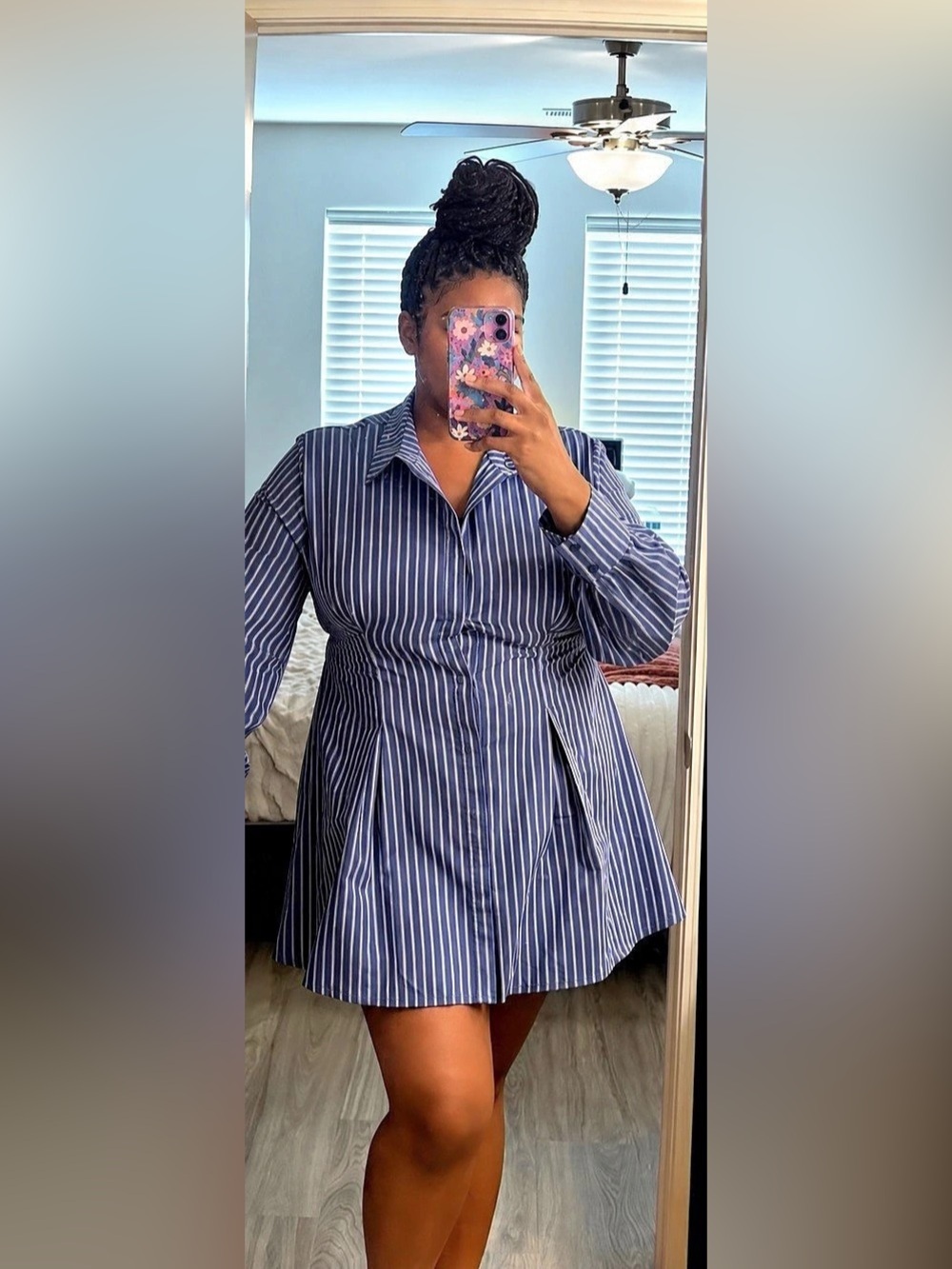 Fashion Nova Blue & White Striped Mini Dress